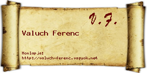Valuch Ferenc névjegykártya